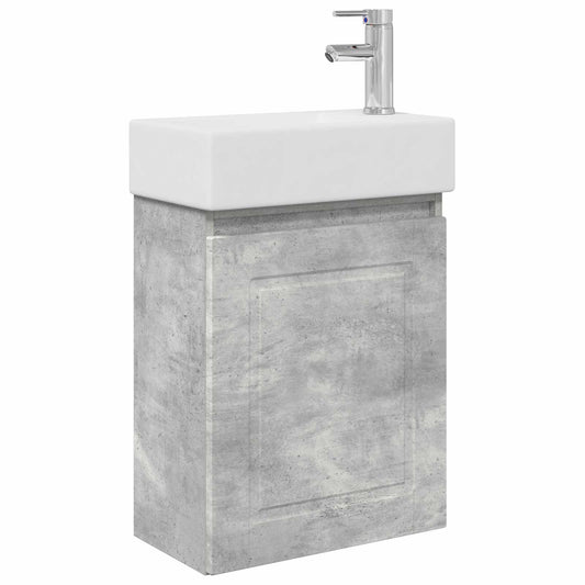 Koupelnová Skříňka S Baterií Betonově Šedá 45,5 X 22,5 X 84 Cm