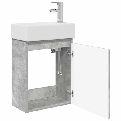 Koupelnová Skříňka S Baterií Betonově Šedá 45,5 X 22,5 X 84 Cm