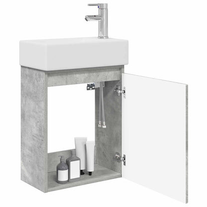 Koupelnová Skříňka S Baterií Betonově Šedá 45,5 X 22,5 X 84 Cm