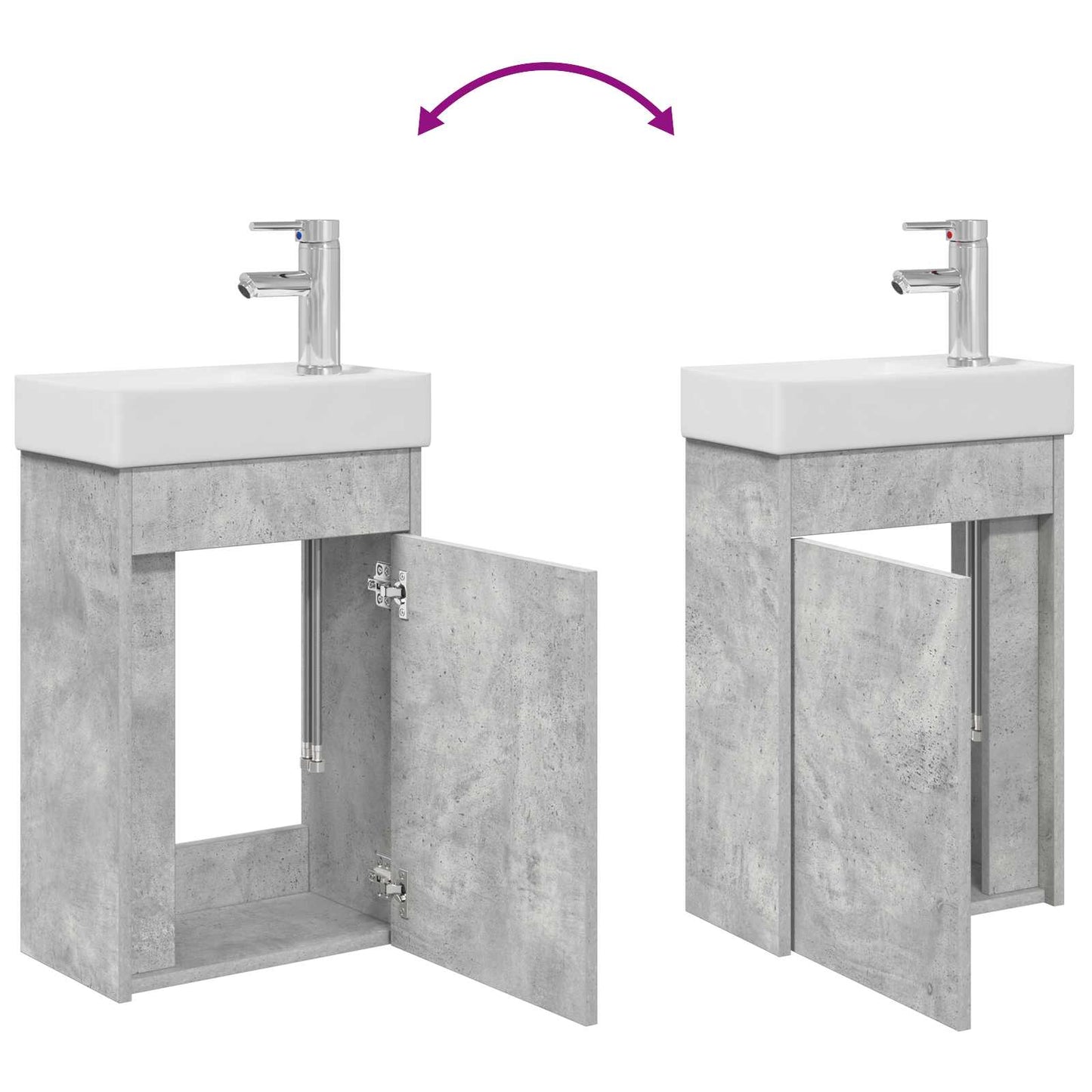Koupelnová Skříňka S Baterií Betonově Šedá 40,5 X 22,5 X 62 Cm