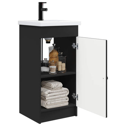 Koupelnová Skříňka Se Dřezem Černá 42 X 40 X 84,5 Cm