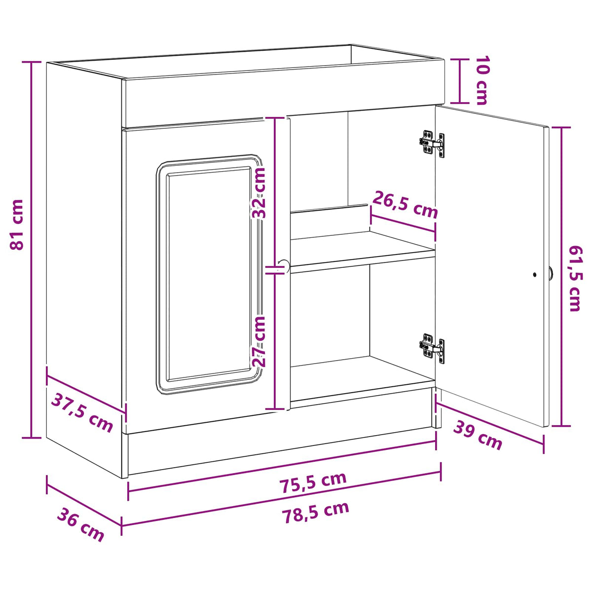 Koupelnová Skříňka Pod Umyvadlo Bílá 78,5 X 37,5 X 81 Cm