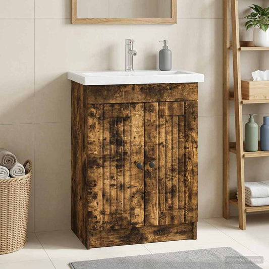 Koupelnová Skříňka Pod Umyvadlo Kouřový Dub 56 X 37,5 X 81 Cm