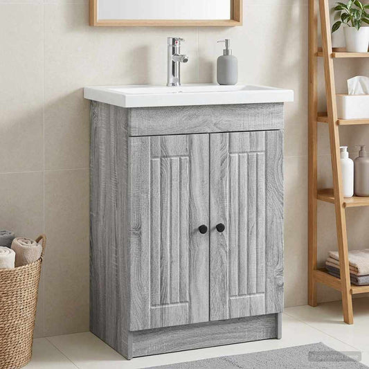 Koupelnová Skříňka Pod Umyvadlo Šedý Sonoma 56 X 37,5 X 81 Cm