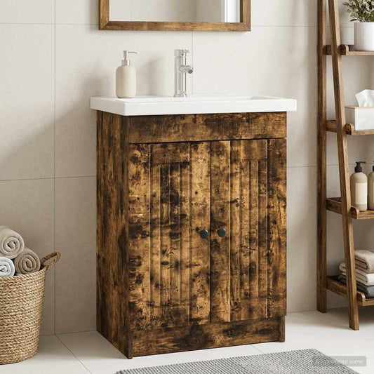 Koupelnová Skříňka Pod Umyvadlo Kouřový Dub 78,5 X 37,5 X 81 Cm