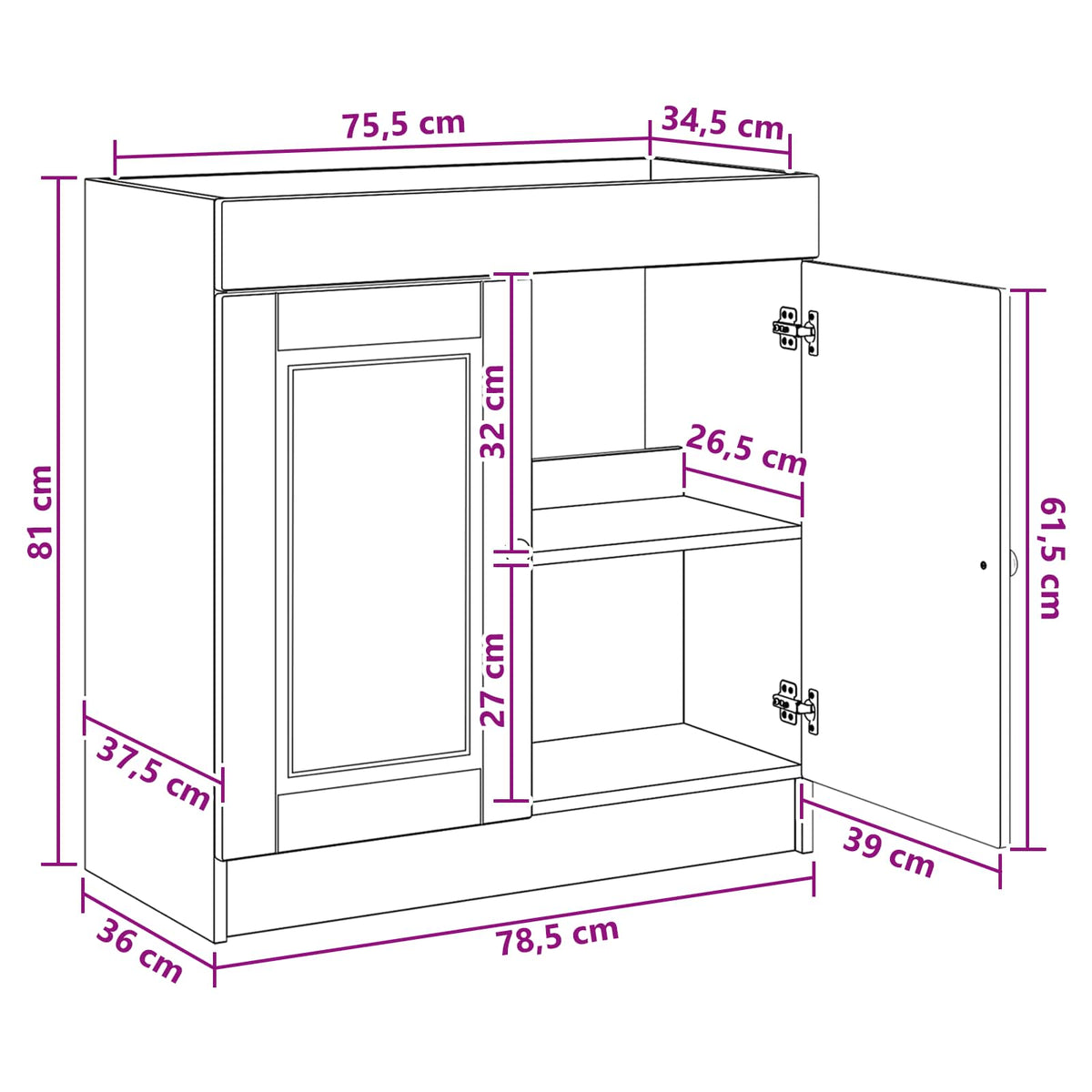 Koupelnová Skříňka Pod Umyvadlo Bílá 78,5 X 37,5 X 81 Cm