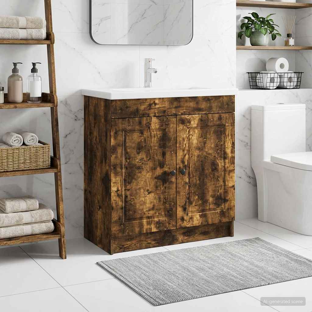 Koupelnová Skříňka Pod Umyvadlo Kouřový Dub 78,5 X 37,5 X 81 Cm