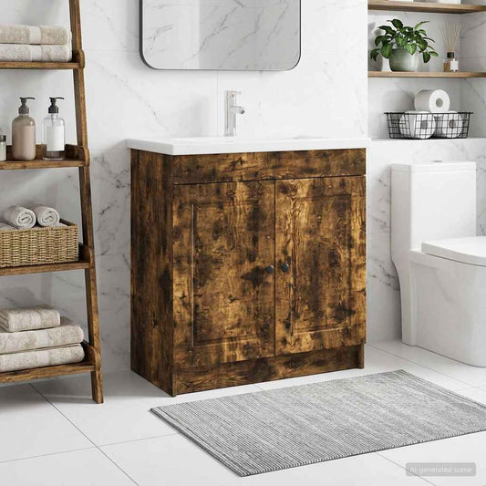 Koupelnová Skříňka Pod Umyvadlo Kouřový Dub 78,5 X 37,5 X 81 Cm