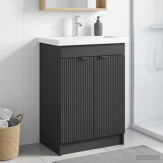 Koupelnová Skříňka Pod Umyvadlo Černá 78,5 X 37,5 X 81 Cm