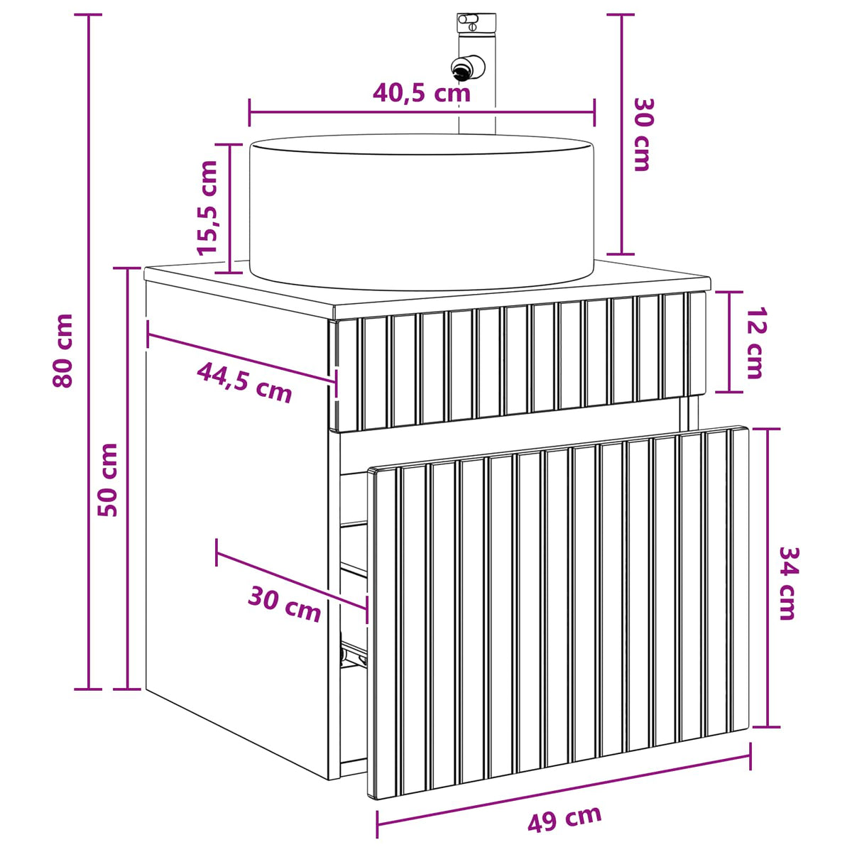 Nástěnná Umyvadlová Skříňka Dub Artisan 49 X 44,5 X 65,5 Cm