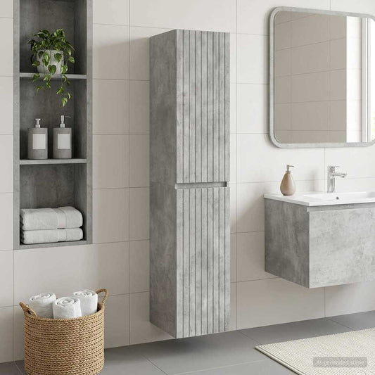 Nástěnná Koupelnová Skříň Betonově Šedá 33 X 34,5 X 160 Cm