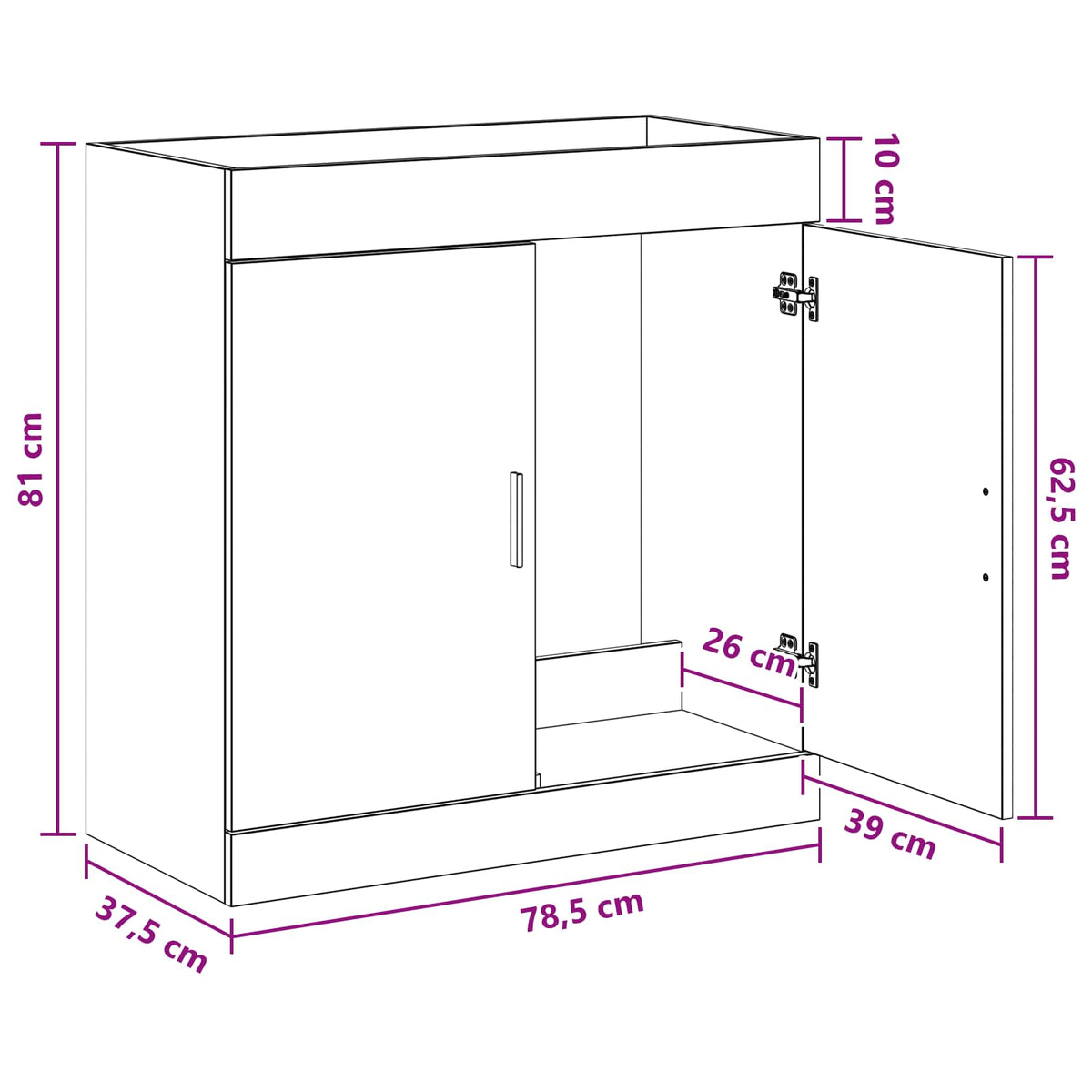 Koupelnová Skříňka Pod Umyvadlo Kouřový Dub 78,5 X 37,5 X 81 Cm
