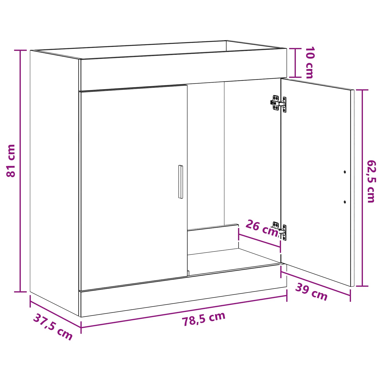 Koupelnová Skříňka Pod Umyvadlo Staré Dřevo 78,5 X 37,5 X 81 Cm