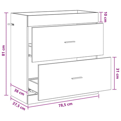 Koupelnová Skříňka Pod Umyvadlo Černý Dub 78,5 X 37,5 X 81 Cm