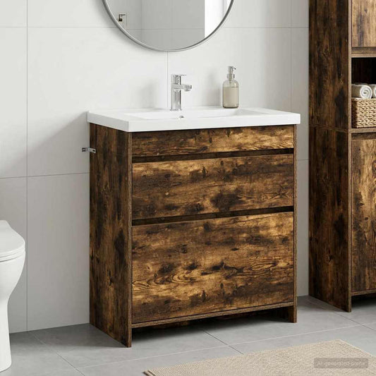 Koupelnová Skříňka Pod Umyvadlo Kouřový Dub 78,5 X 37,5 X 81 Cm