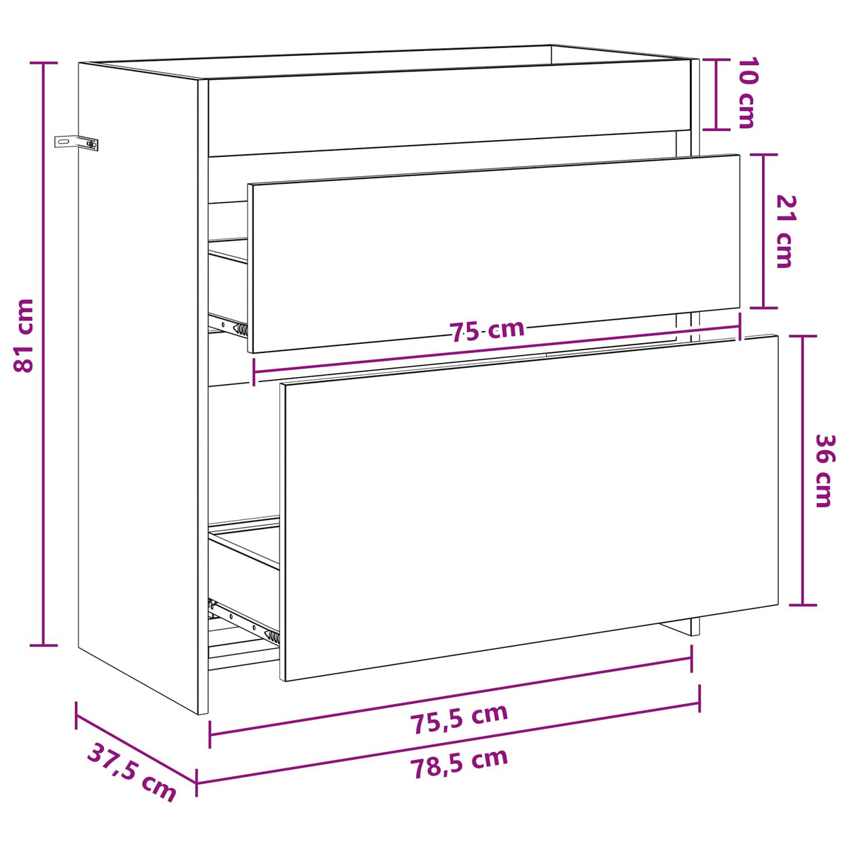 Koupelnová Skříňka Pod Umyvadlo Kouřový Dub 78,5 X 37,5 X 81 Cm