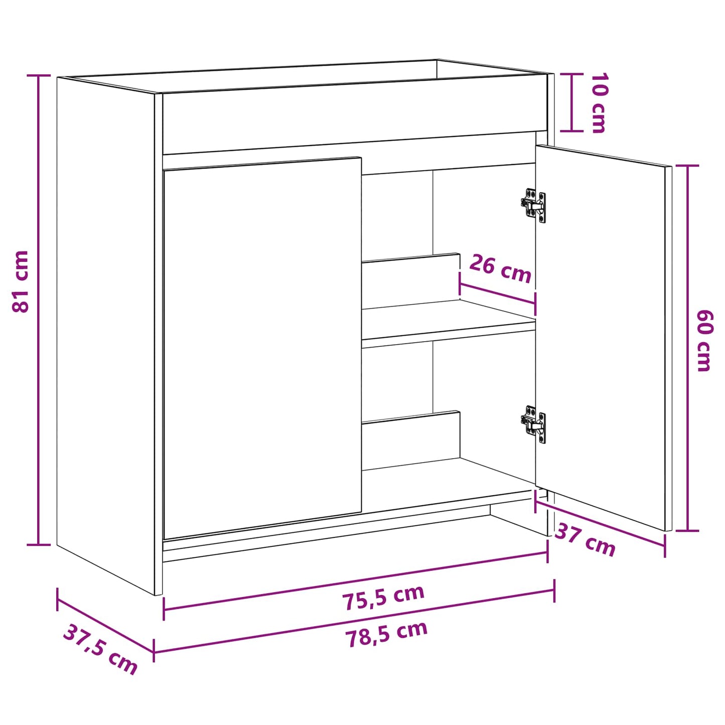 Koupelnová Skříňka Pod Umyvadlo Staré Dřevo 78,5 X 37,5 X 81 Cm