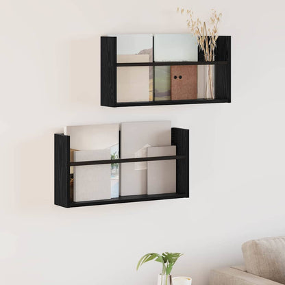 Regál Na Časopisy S Policí 2 Ks Černý Dub 60 X 12 X 30 Cm