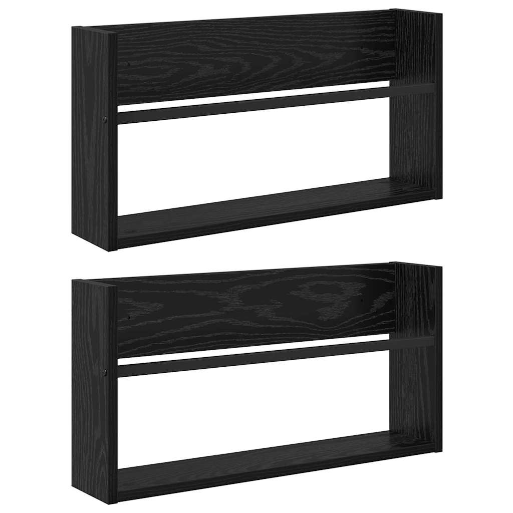 Regál Na Časopisy S Policí 2 Ks Černý Dub 60 X 12 X 30 Cm