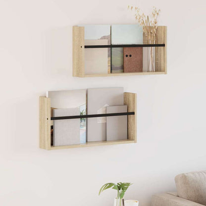 Regál Na Časopisy S Policí 2 Ks Sonoma Dub 60 X 12 X 30 Cm