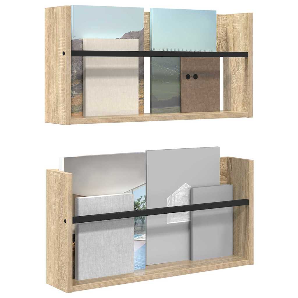 Regál Na Časopisy S Policí 2 Ks Sonoma Dub 60 X 12 X 30 Cm