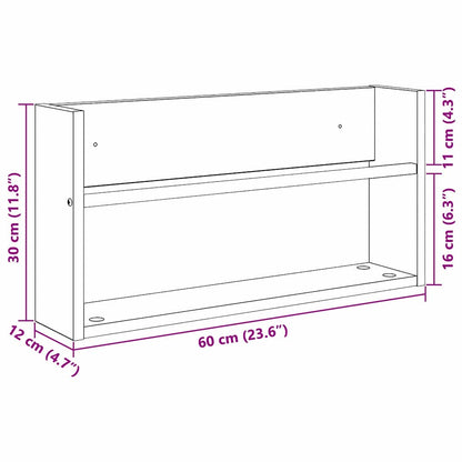 Regál Na Časopisy Kouřový Dub 60 X 12 X 30 Cm Kompozitní Dřevo