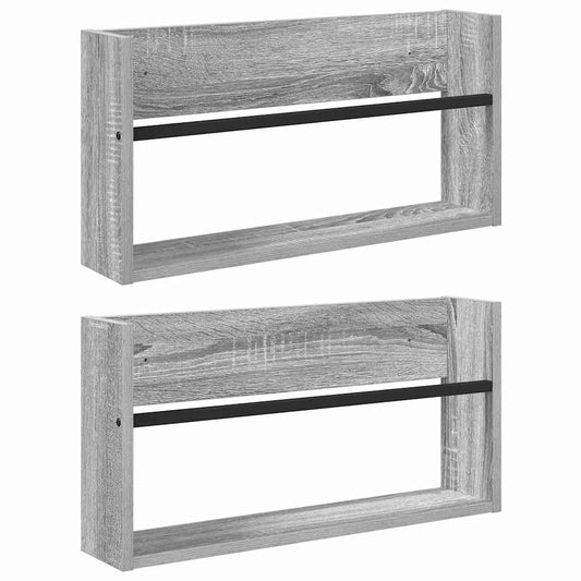 Regál Na Časopisy S Policí 2 Ks Šedá Sonoma 60 X 12 X 30 Cm