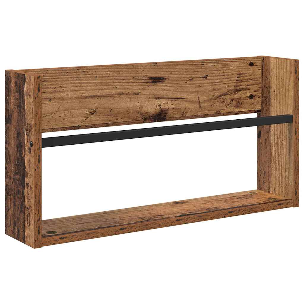 Regál Na Časopisy S Policí 2 Ks Staré Dřevo 60 X 12 X 30 Cm
