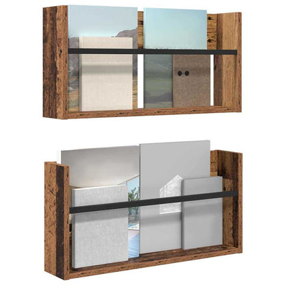 Regál Na Časopisy S Policí 2 Ks Staré Dřevo 60 X 12 X 30 Cm