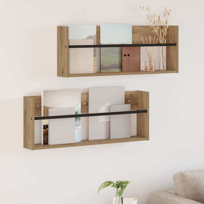 Regál Na Časopisy S Policí 2 Ks Artisanový Dub 80 X 12 X 30 Cm