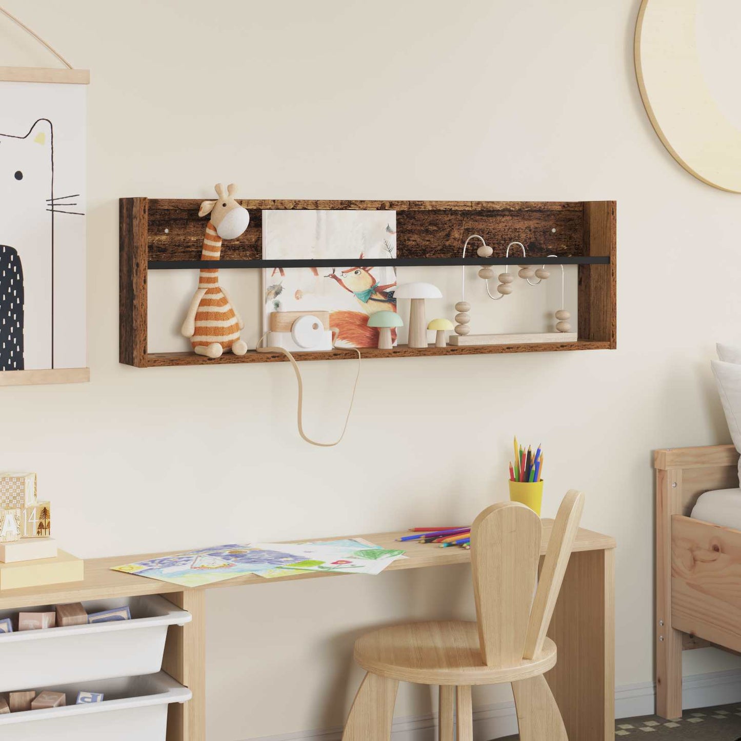 Regál Na Časopisy Staré Dřevo 100 X 12 X 30 Cm Kompozitní Dřevo