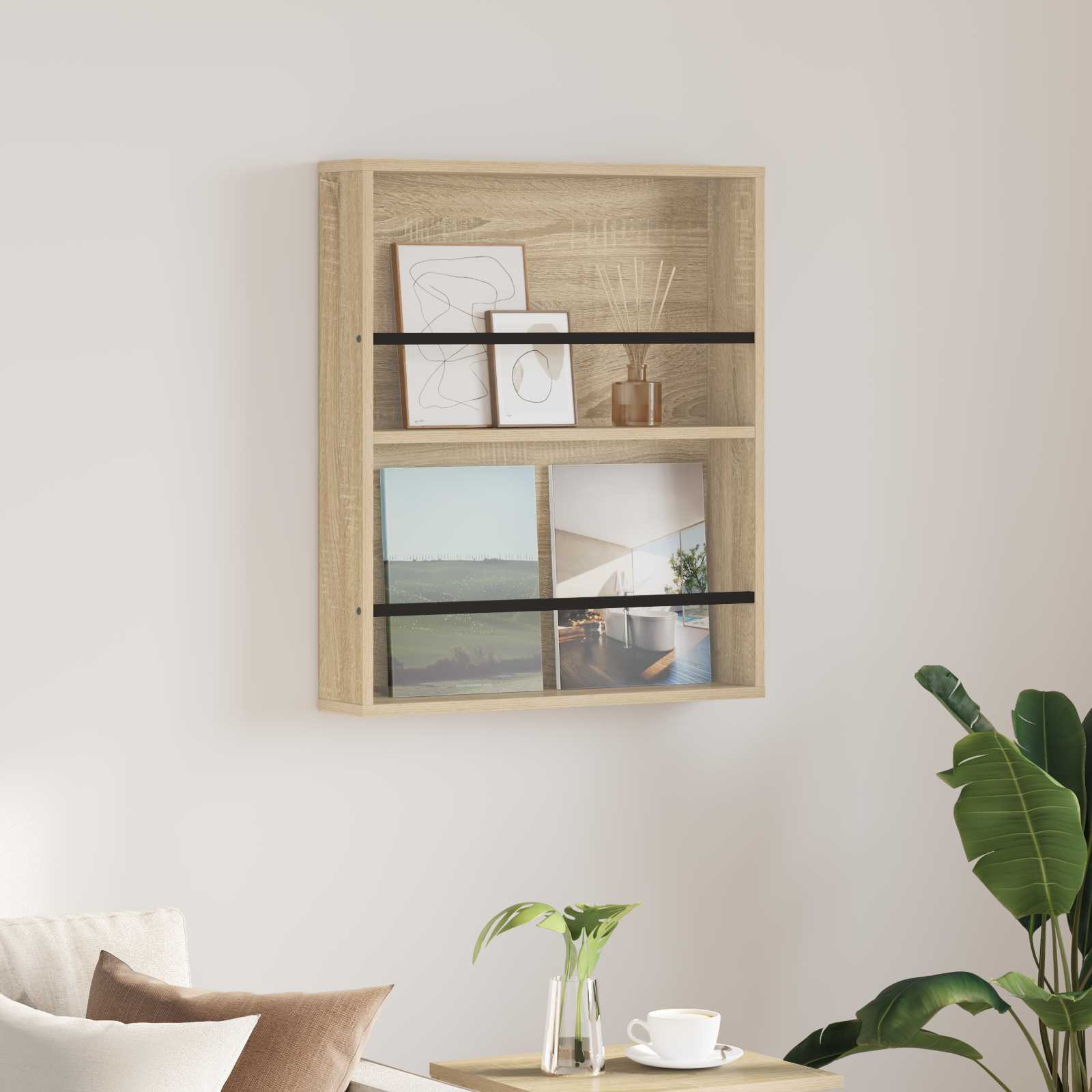 Regál Na Časopisy Sonoma Dub 60 X 12 X 70 Cm Kompozitní Dřevo