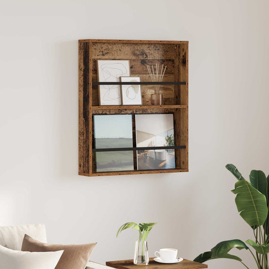 Regál Na Časopisy Staré Dřevo 60 X 12 X 70 Cm Kompozitní Dřevo