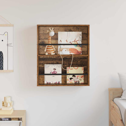 Regál Na Časopisy Staré Dřevo 60 X 12 X 70 Cm Kompozitní Dřevo