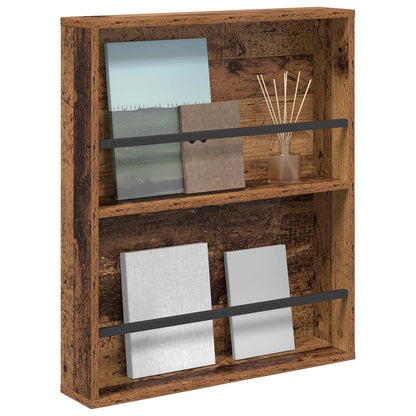 Regál Na Časopisy Staré Dřevo 60 X 12 X 70 Cm Kompozitní Dřevo