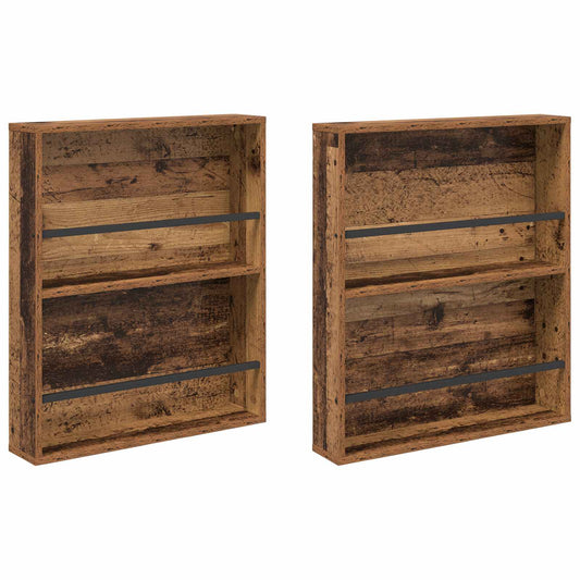 Regál Na Časopisy S Policí 2 Ks Staré Dřevo 60 X 12 X 70 Cm