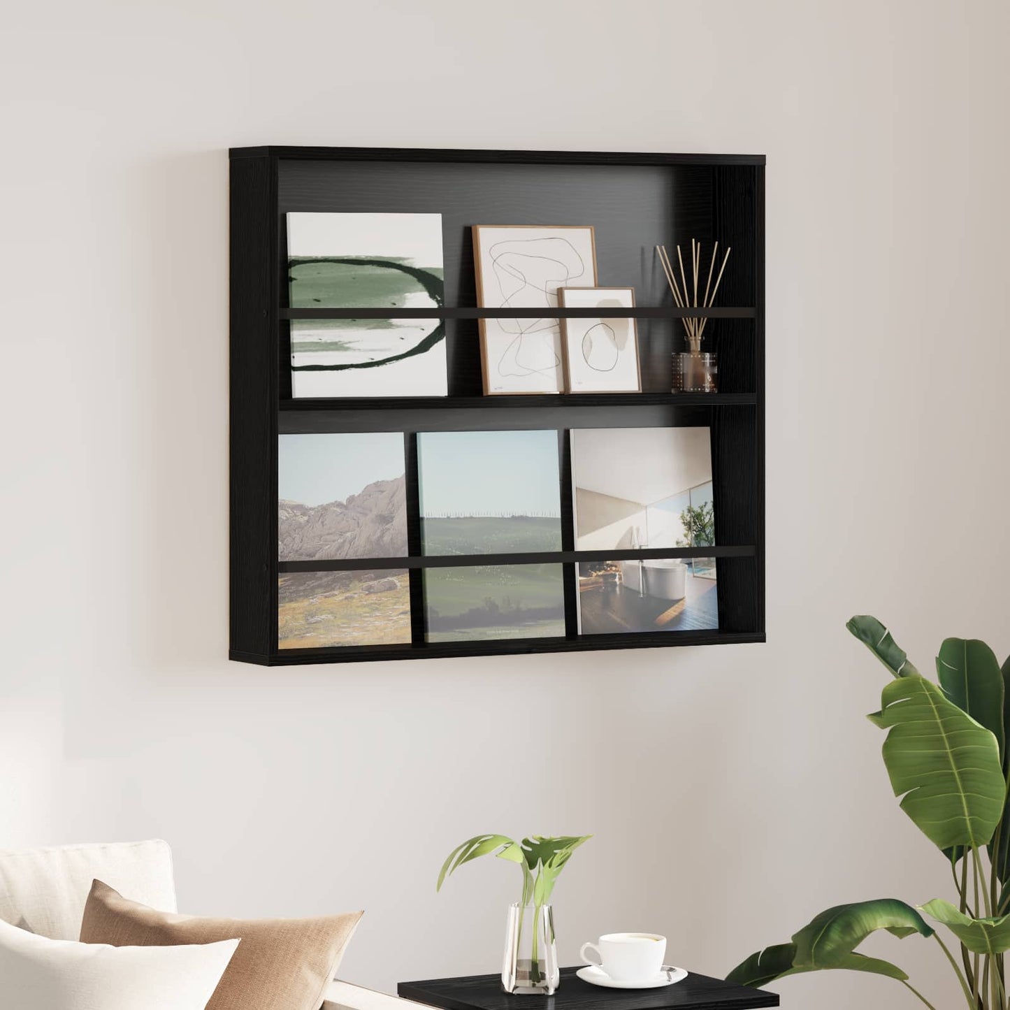 Regál Na Časopisy Černý Dub 80 X 12 X 70 Cm Kompozitní Dřevo