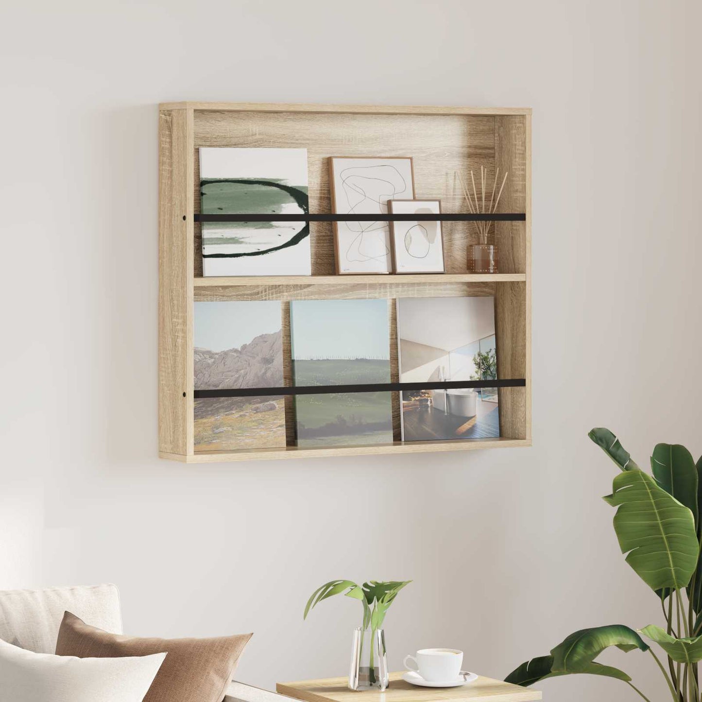 Regál Na Časopisy Sonoma Dub 80 X 12 X 70 Cm Kompozitní Dřevo