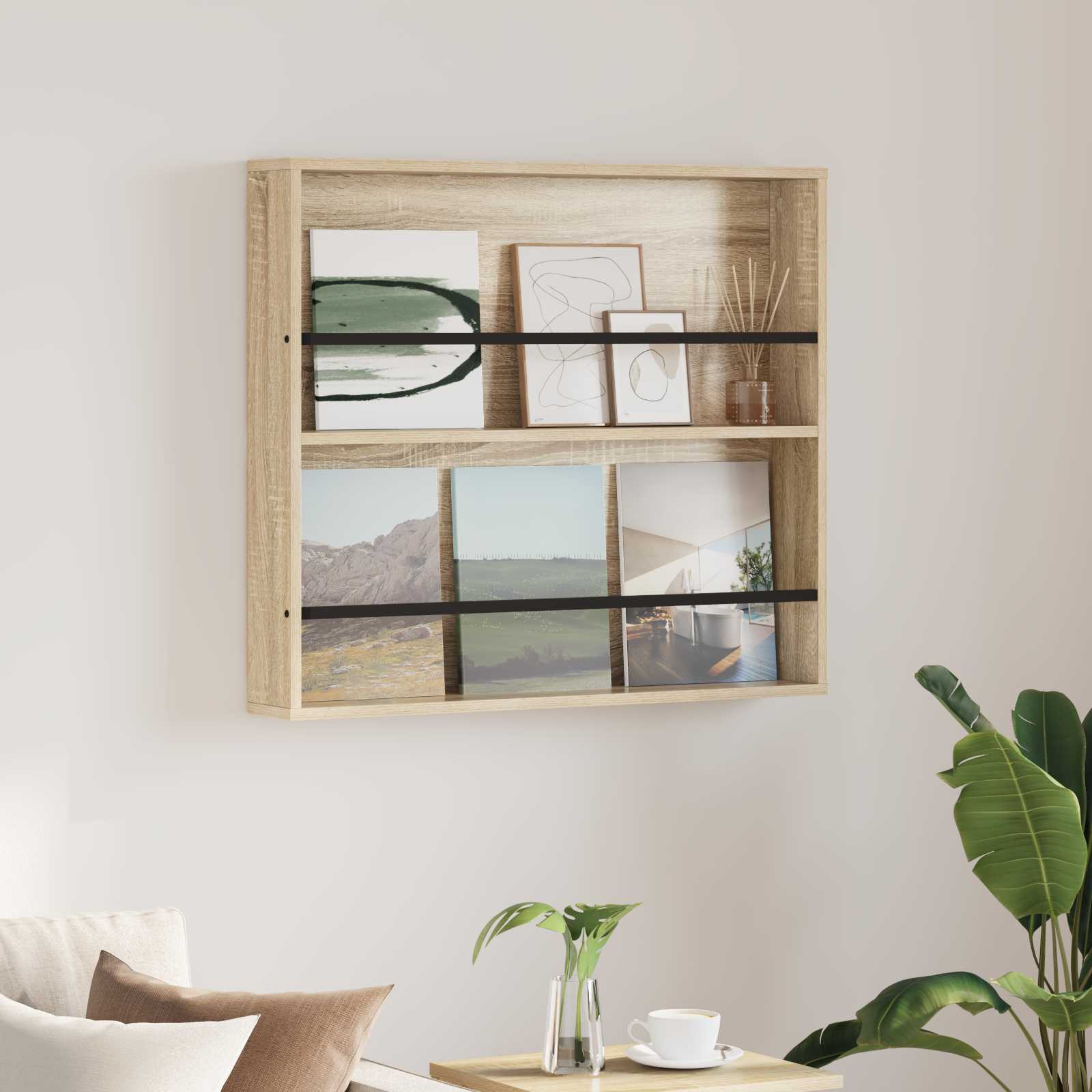Regál Na Časopisy Sonoma Dub 80 X 12 X 70 Cm Kompozitní Dřevo