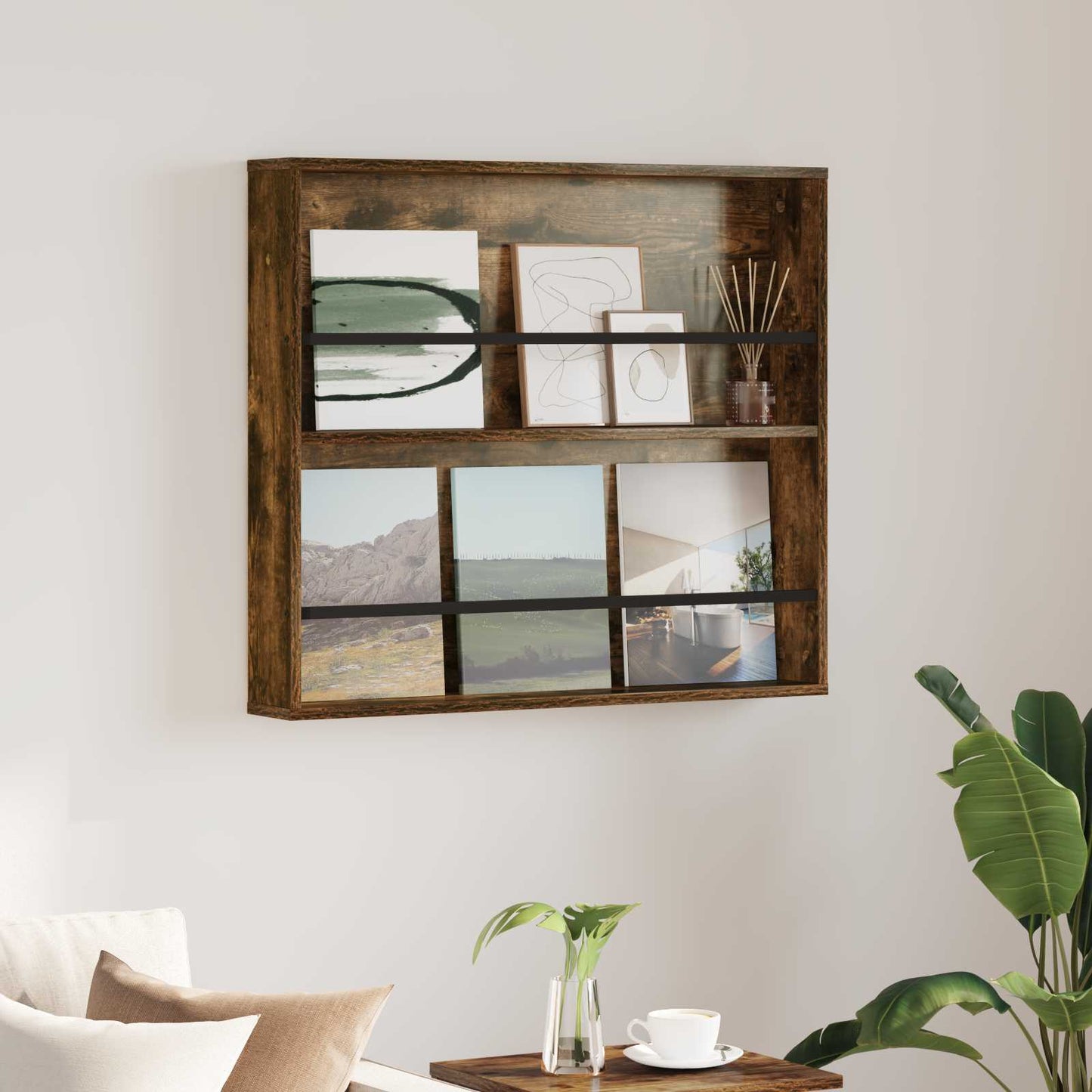 Regál Na Časopisy Kouřový Dub 80 X 12 X 70 Cm Kompozitní Dřevo