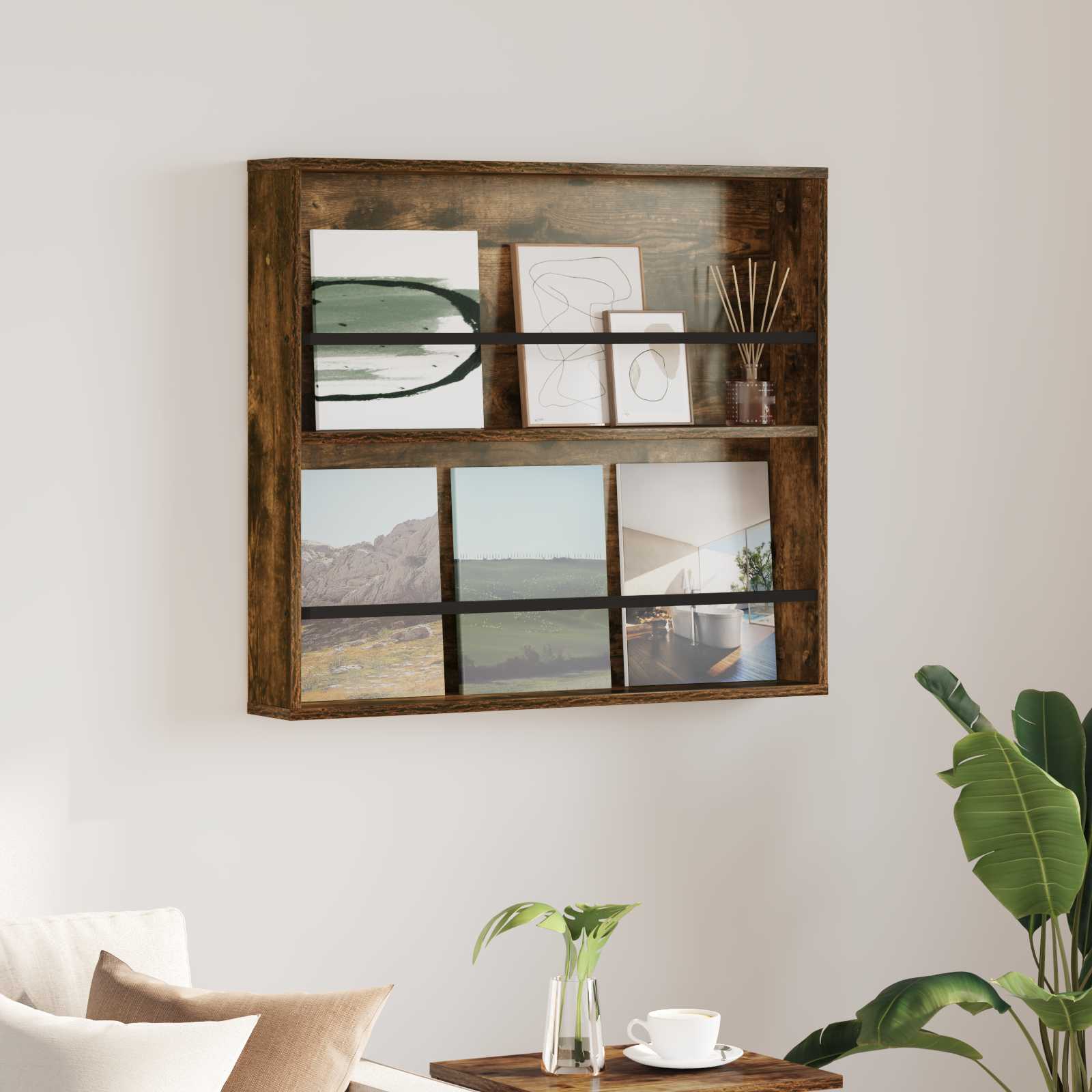 Regál Na Časopisy Kouřový Dub 80 X 12 X 70 Cm Kompozitní Dřevo