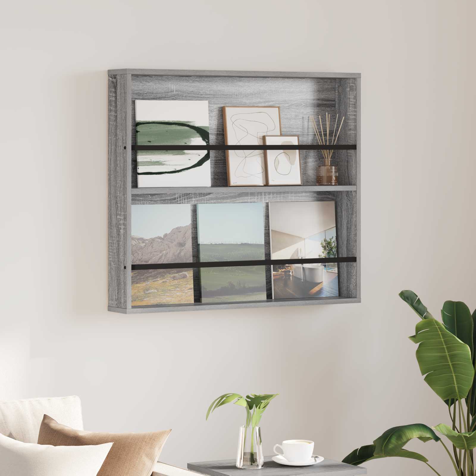Regál Na Časopisy Šedá Sonoma 80 X 12 X 70 Cm Kompozitní Dřevo