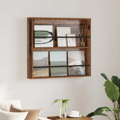 Regál Na Časopisy Staré Dřevo 80 X 12 X 70 Cm Kompozitní Dřevo
