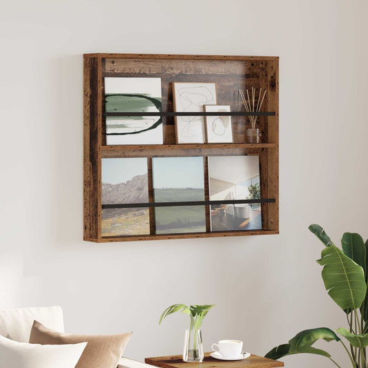 Regál Na Časopisy Staré Dřevo 80 X 12 X 70 Cm Kompozitní Dřevo