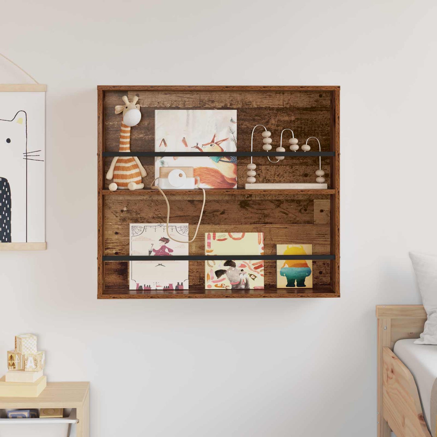 Regál Na Časopisy Staré Dřevo 80 X 12 X 70 Cm Kompozitní Dřevo