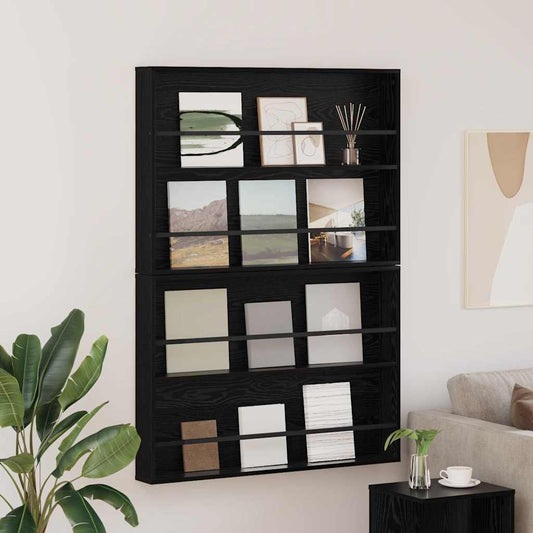 Regál Na Časopisy S Policí 2 Ks Černý Dub 100 X 12 X 70 Cm