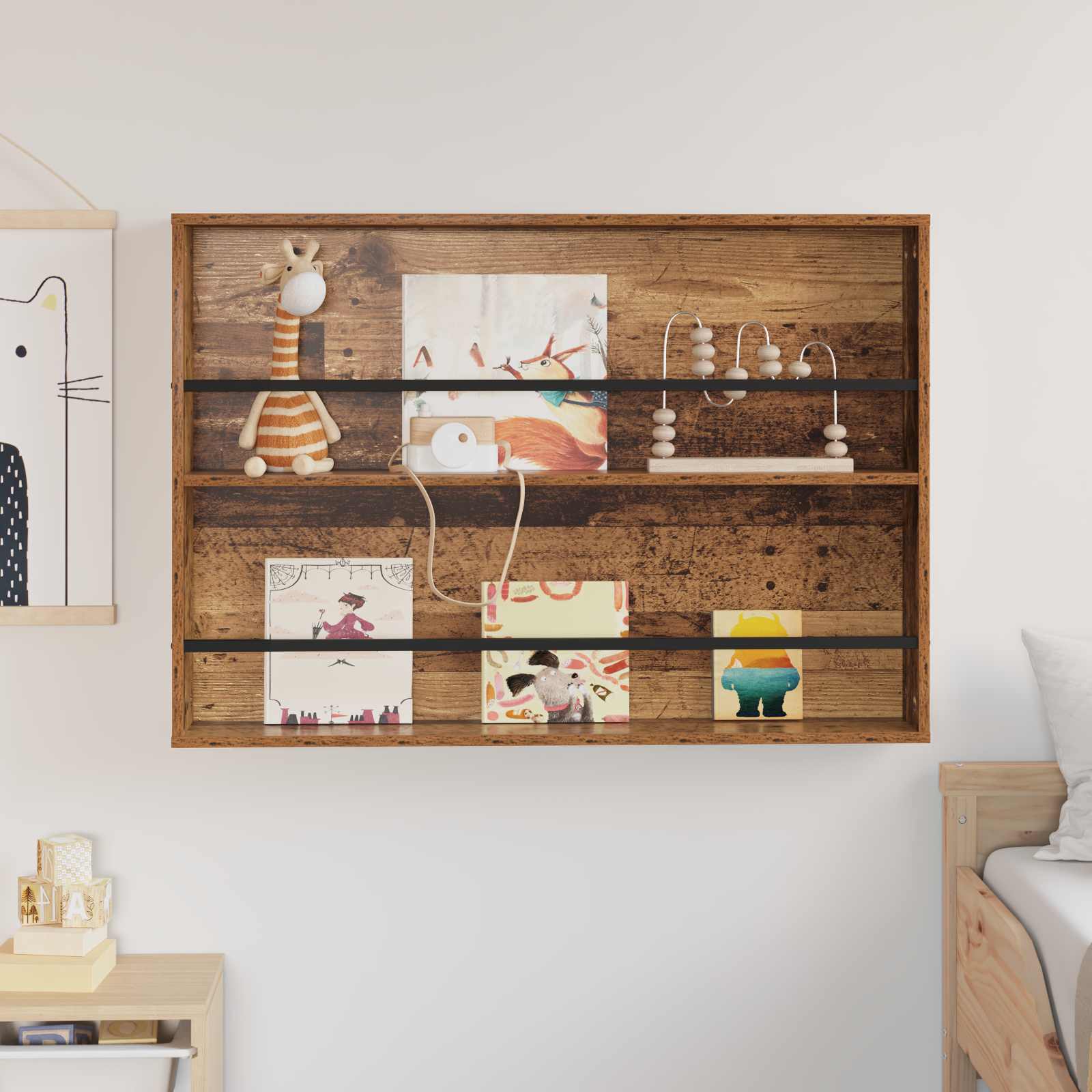 Regál Na Časopisy Staré Dřevo 100 X 12 X 70 Cm Kompozitní Dřevo
