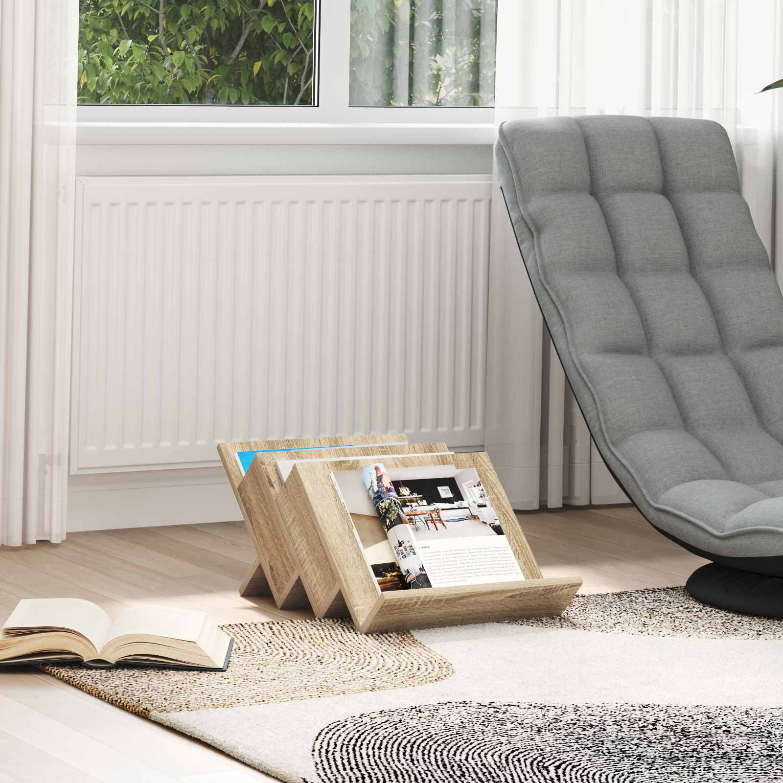 Regál Na Časopisy Sonoma Dub 53 X 40 X 28,5 Cm Kompozitní Dřevo