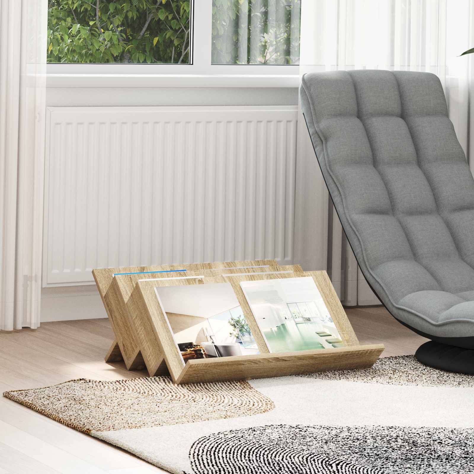 Regál Na Časopisy Sonoma Dub 65 X 53 X 28,5 Cm Kompozitní Dřevo