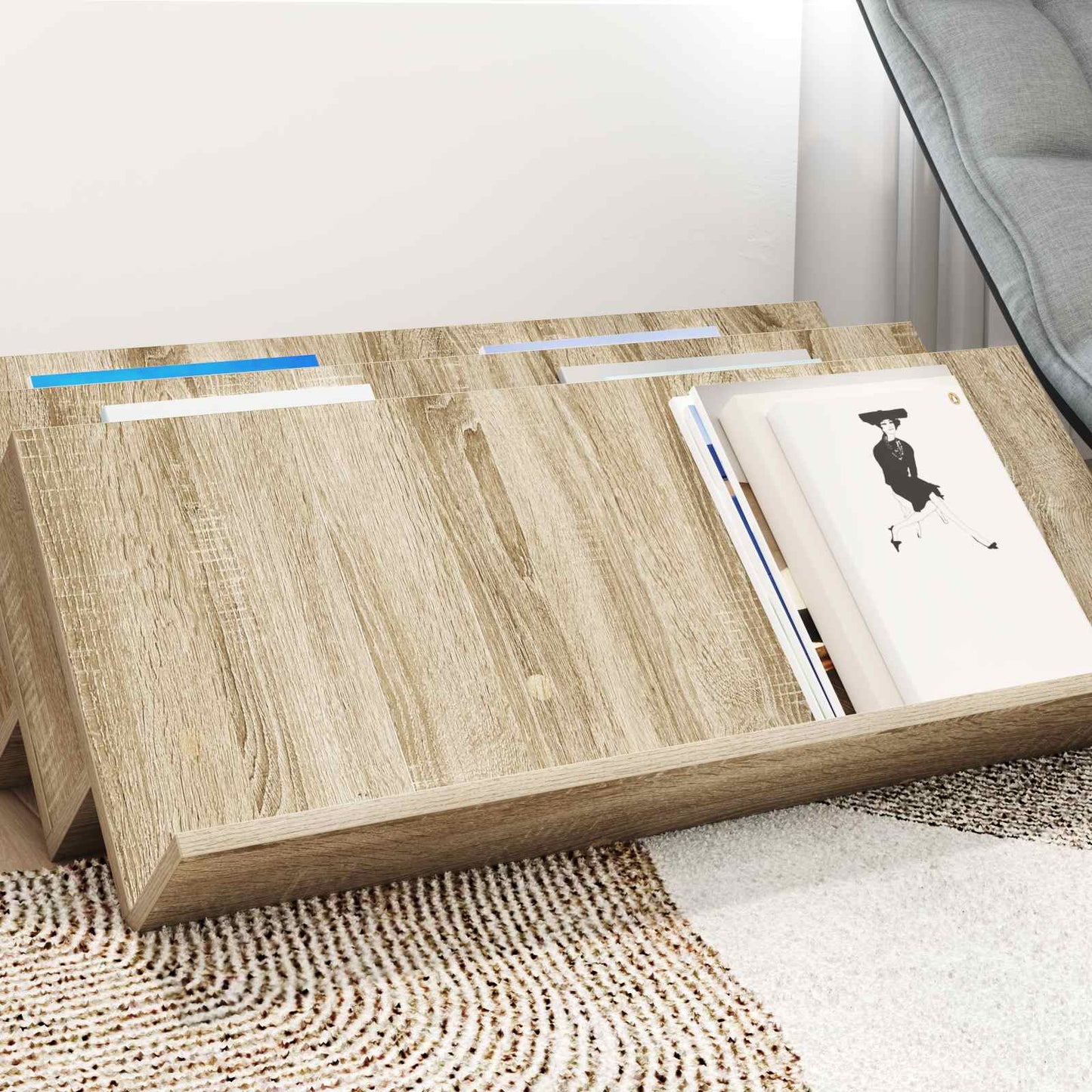 Regál Na Časopisy Sonoma Dub 90 X 53 X 28,5 Cm Kompozitní Dřevo